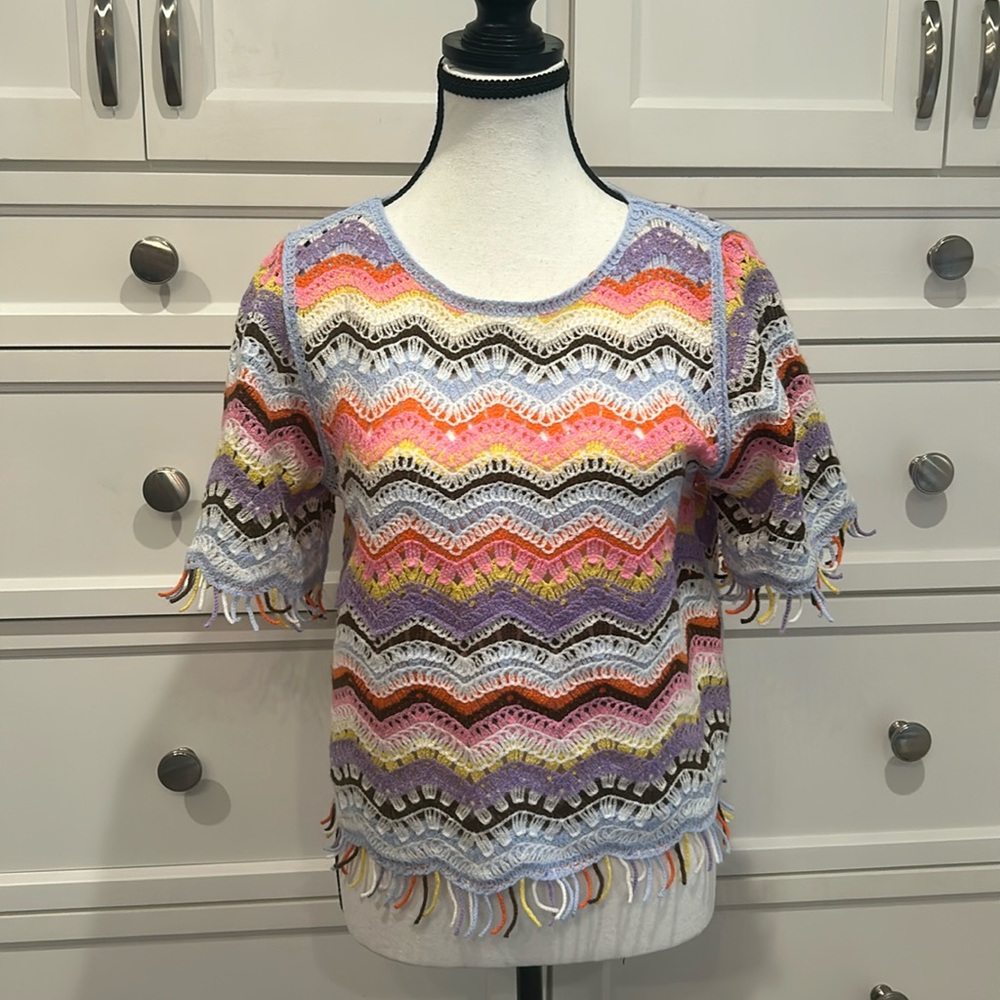 Rain Multi Colored Fringe Lightweight Sweater